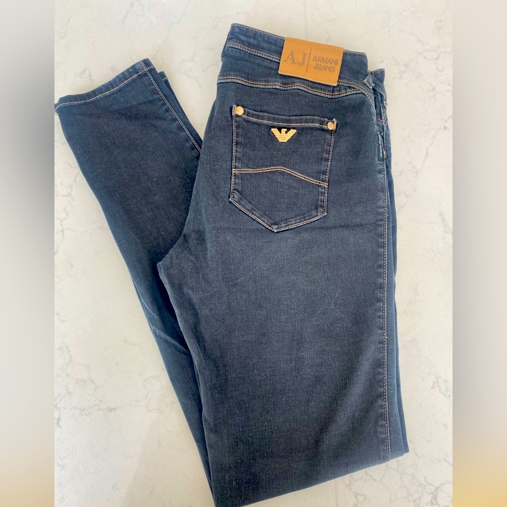 Armani Jeans Women Skinny Black Jeans with Gold Accents